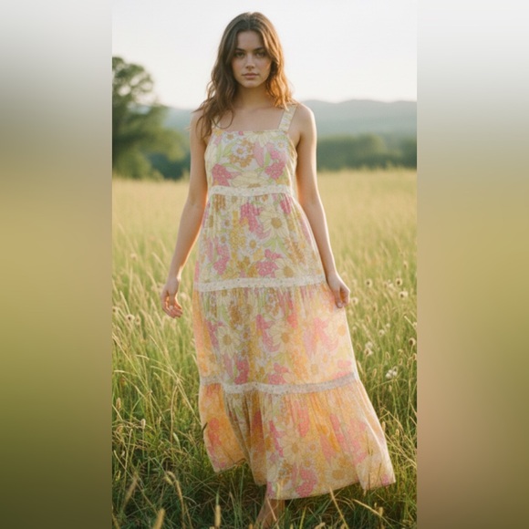American Eagle Outfitters Dresses & Skirts - Vintage-Inspired Floral Tiered Sundress & Silk Blouse Set (American EagleSize S)